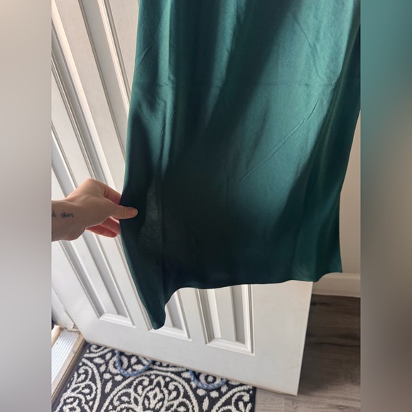 NWT Express Forest Satin Slip Green Midi Dress - Picture 5 of 10